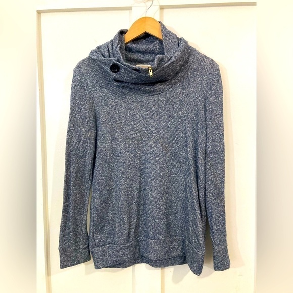 12 PM by Mon Ami sweater sweatshirt small cowl neck dusty blue - Picture 1 of 9